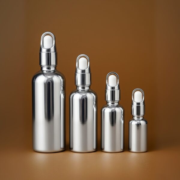 silver serum bottles – 10ml, 15ml, 20ml, 30ml | premium luxury cosmetic packaging