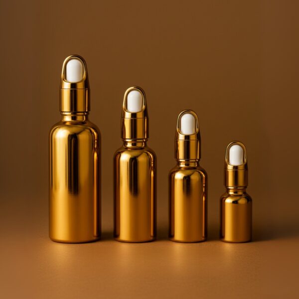 golden serum bottles – 10ml, 15ml, 20ml, 30ml | premium luxury cosmetic packaging