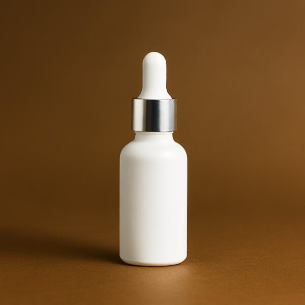 30ml milky white serum bottle with silver white cap | luxury skincare & cosmetic packaging