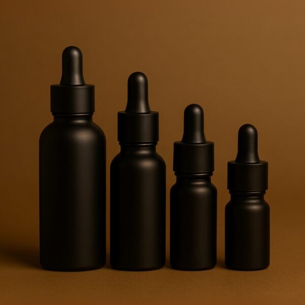 matte black serum bottles – 15ml, 20ml, 30ml, 50ml | premium luxury skincare & cosmetic packaging